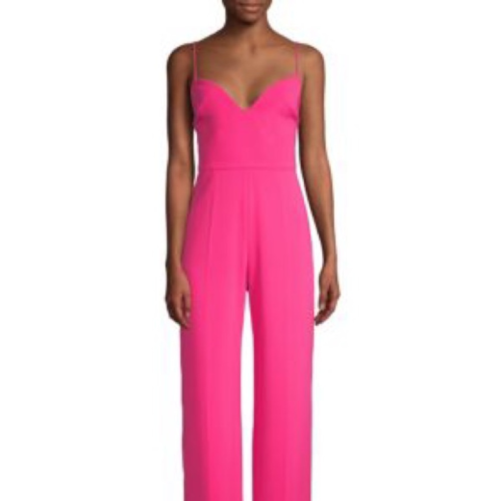 Jay Godfrey Bubblegum Barbie Pink Plunge Finley Jumpsuit Wide Leg Revolve